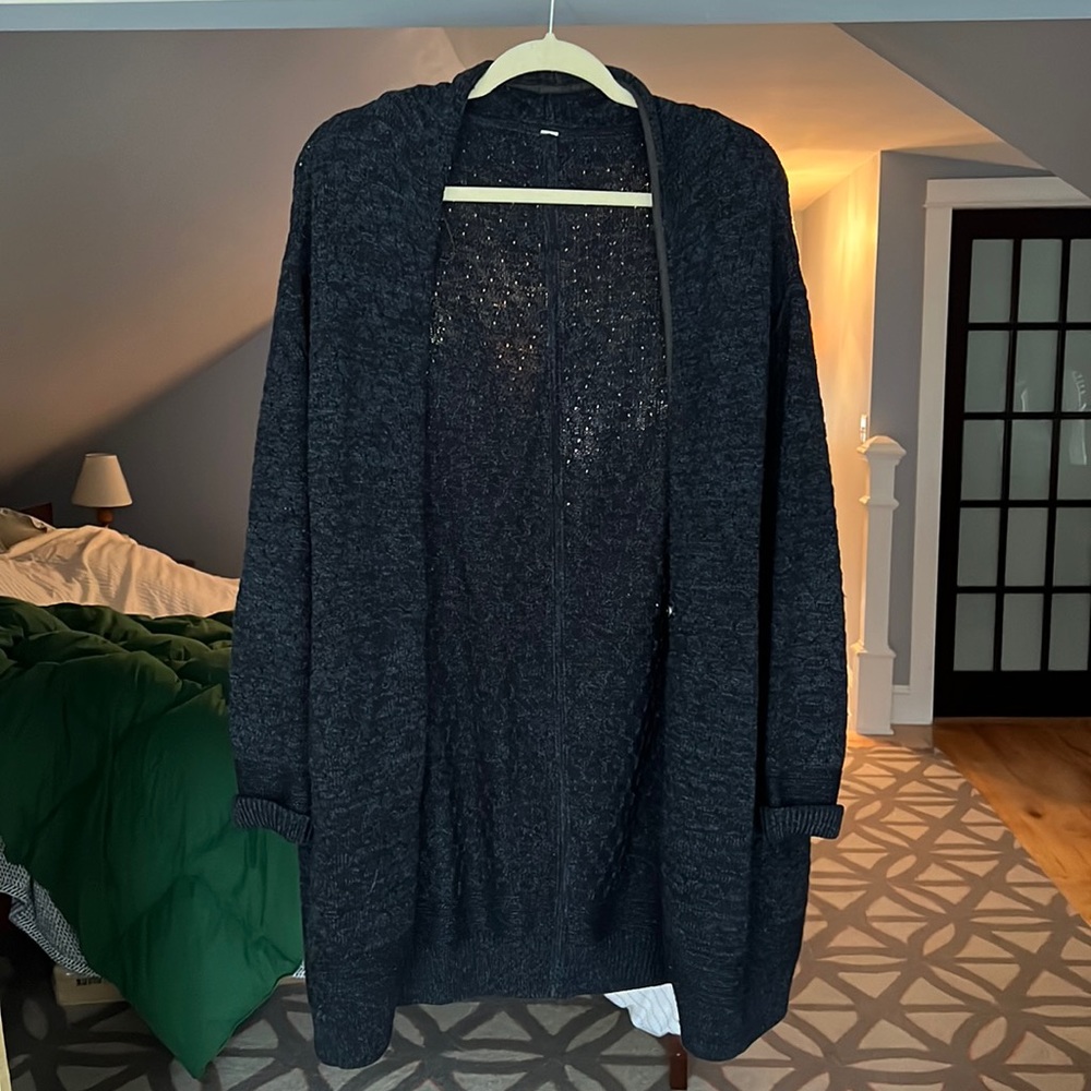 Lululemon Blue/Black Wool Cardigan Sweater Small
